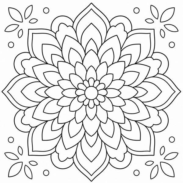 Free mandala coloring page example — AI generated line art
