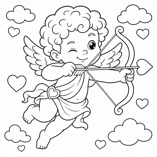 Free valentine's day coloring page example — AI generated line art